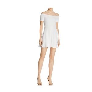 White Off-the-Shoulder Aqua Dress